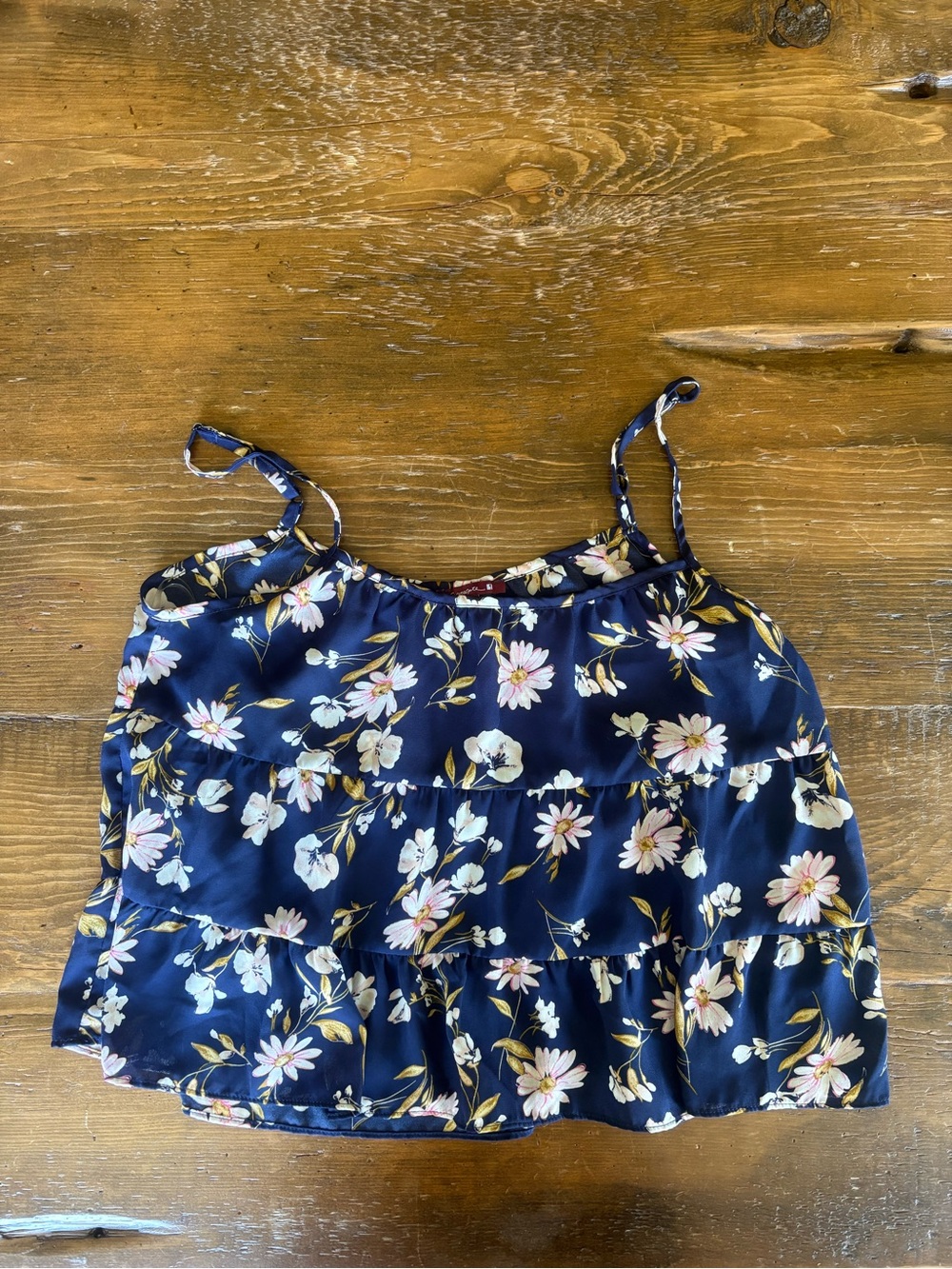 Navy Floral Ruffle Camisole Top